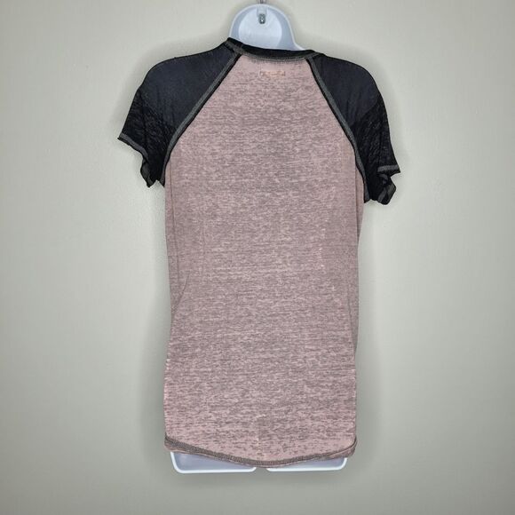 y2k pink black burnout cyber grunge MySpace thin cross wings top small - Picture 2 of 8